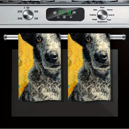 NEW 2pcs Australian Cattle Dog (Blue Heeler) Kitchen & Bath Towel Set5