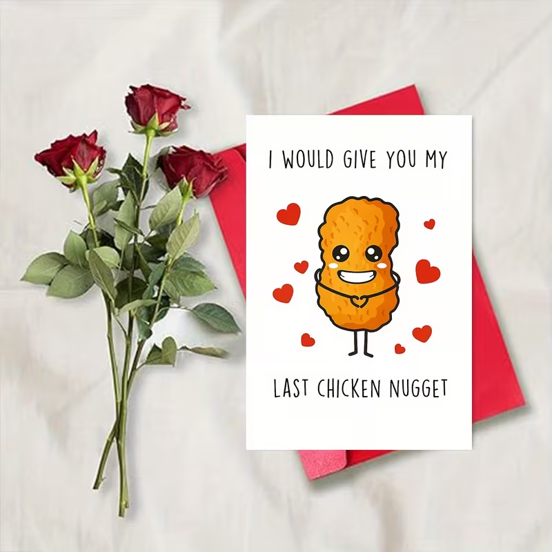 Playful Greeting Card " I'd give you my last Chicken Nugget !2