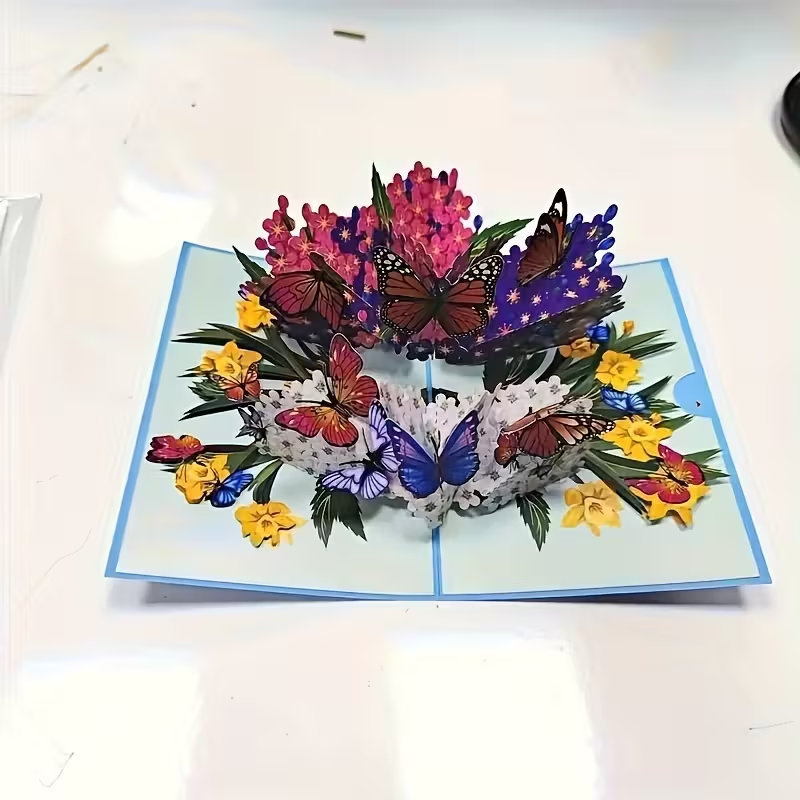 NEW Handmade 3D Butterfly Floral Greeting Card Vibrant Design, FREE SHIPPING4