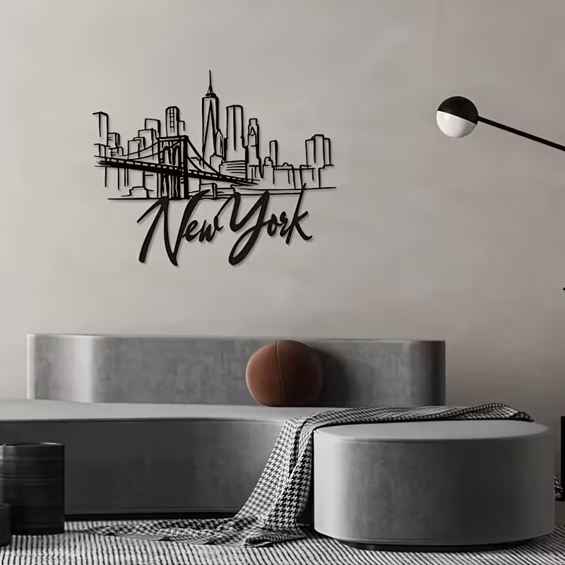 NEW, New York City Skyline Metal Wall Art with Brooklyn Bridge2