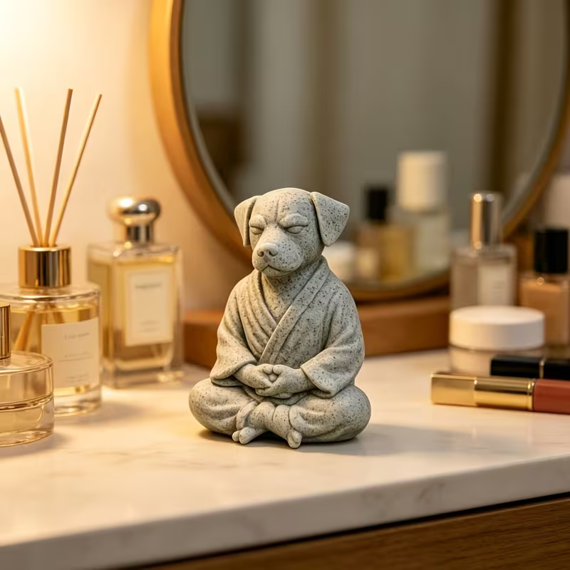 NEW DOG  Statue Funny Meditation Dog Zen Bulldog Decor Figurine5
