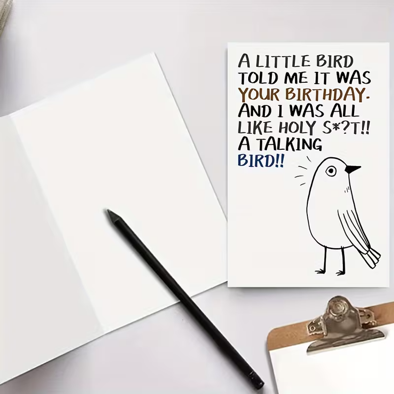 Charming Bird-Themed Birthday Card with Envelope0