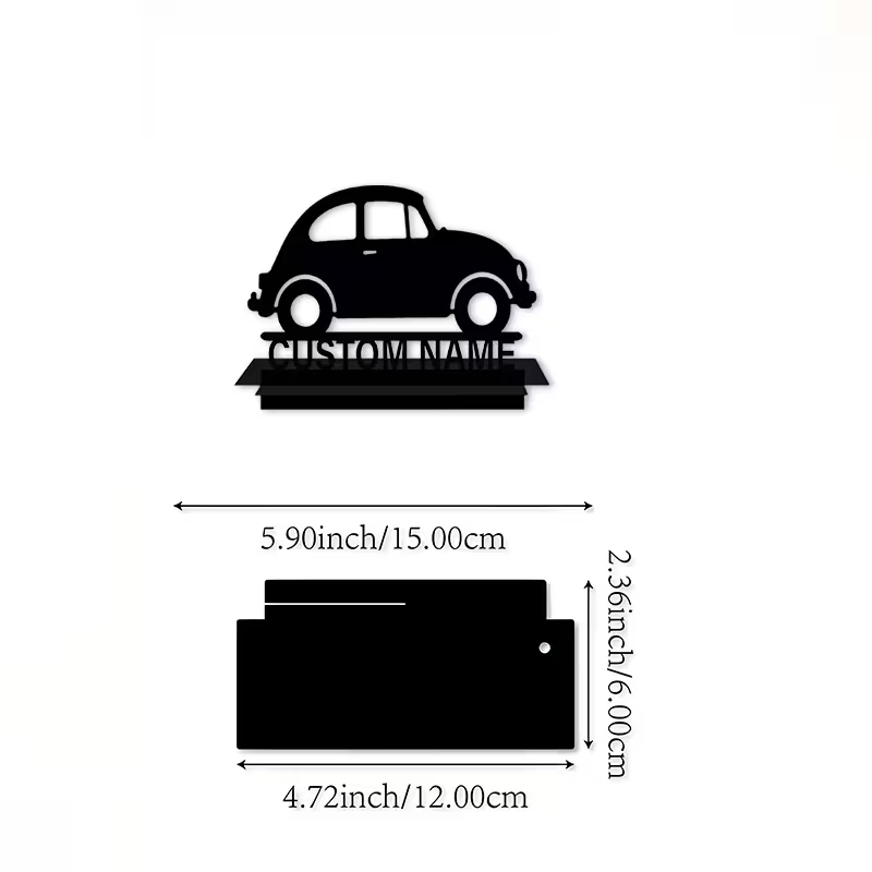 NEW Custom VW Bug Die Cut Metal Silhouette With Your Name or ?3
