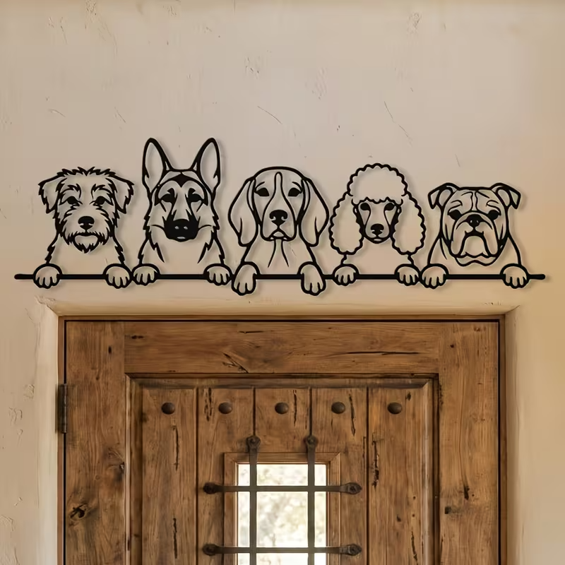 NEW Metal Dog Sign · Terrier, German Shepherd, Poodle, Beagle, and Bulldog2