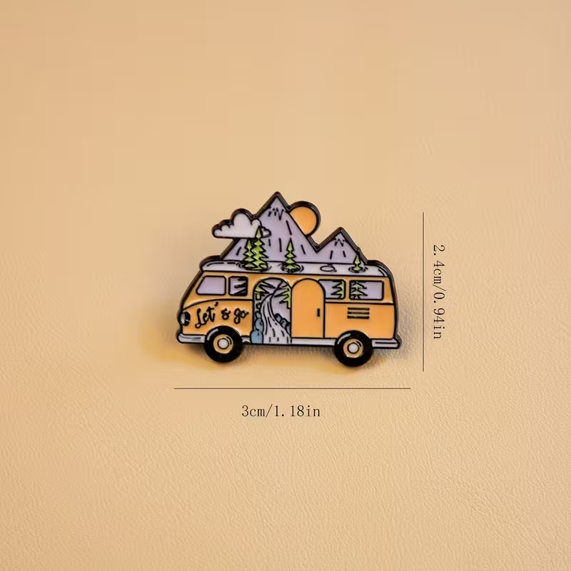 Cartoon Bus Enamel Pin, Casual Style Zinc Alloy Brooch for Apparel And Bags1