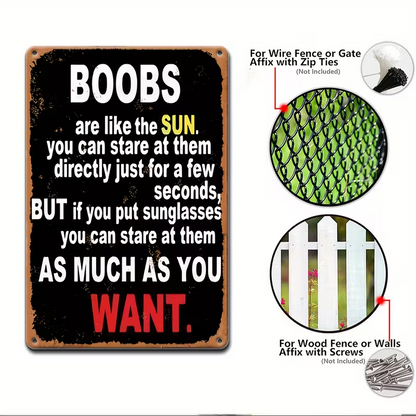 NEW BOOBS Sarcastic Vintage Looking Metal Sign2