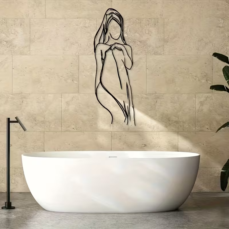 NEW Female W/ Towel Line Art Metal Silhouette Wall Decor0