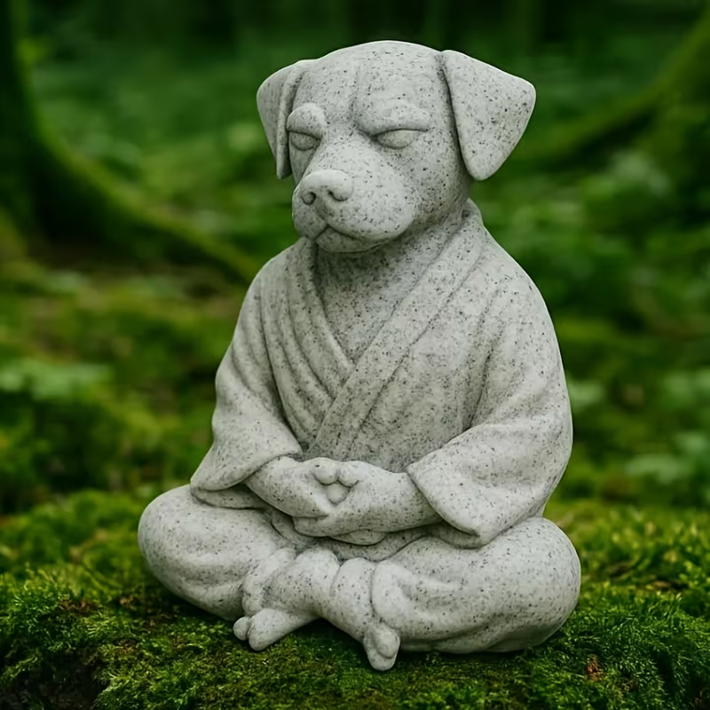 NEW DOG  Statue Funny Meditation Dog Zen Bulldog Decor Figurine8