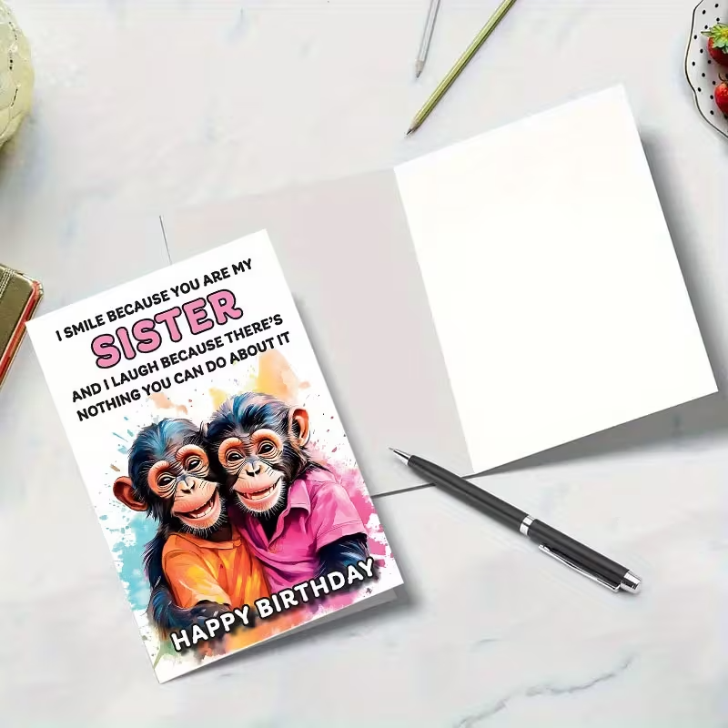 Funny Birthday Card Sisters, with Envelope4