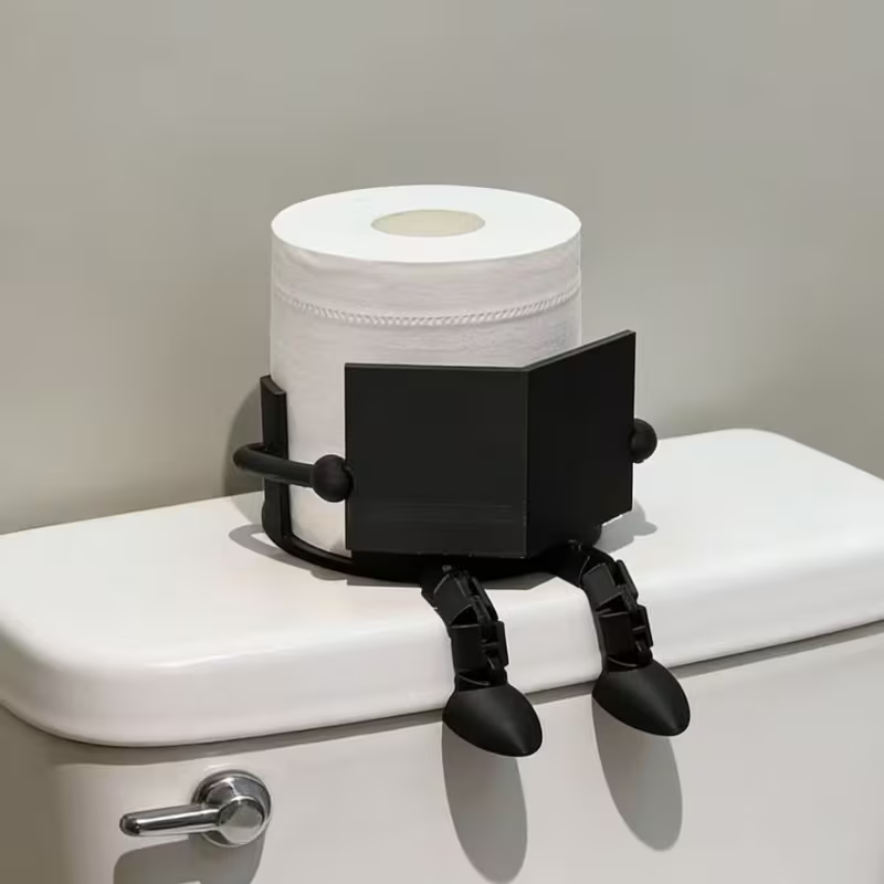 NEW Playful Book Reading Toilet Paper Holder , Black or White5