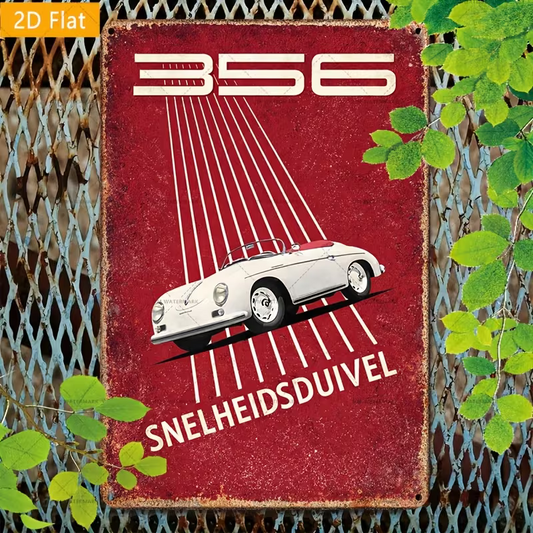 NEW German 356 Porsche Speedster "Snelheidsduvel " Metal Sign 0