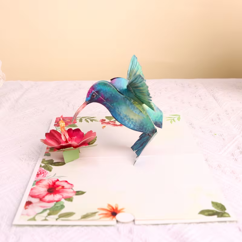 NEW Hibiscus Hummingbird 3D Card,  Free Shipping3