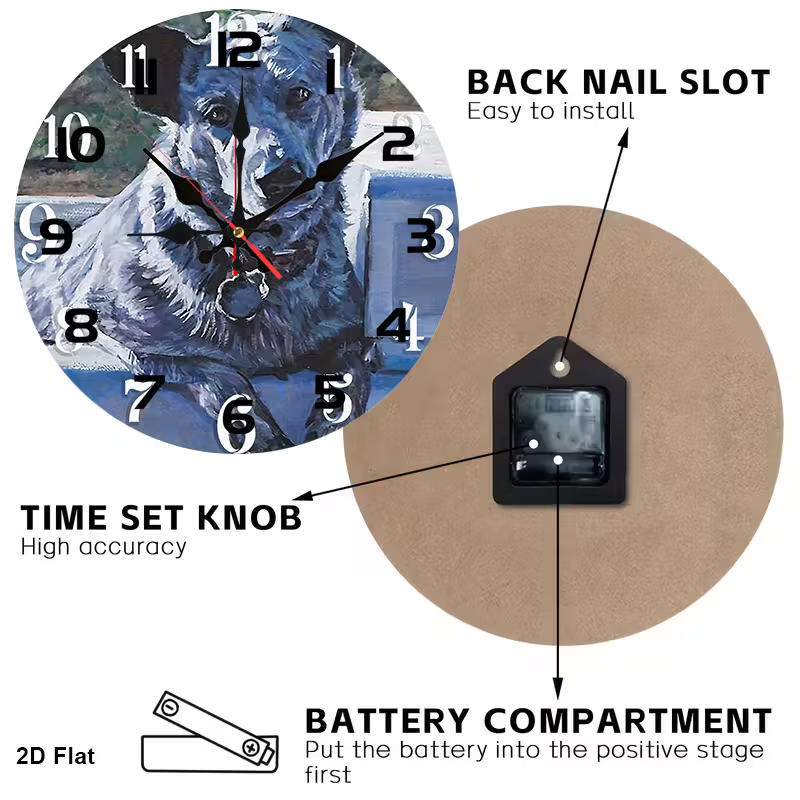 NEW Australian Cattle Dog Clock 10 Inch Round2
