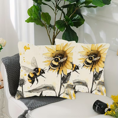 NEW  Plush Throw Pillow Covers Bumble  Bee Theme ( Set Of Two )5