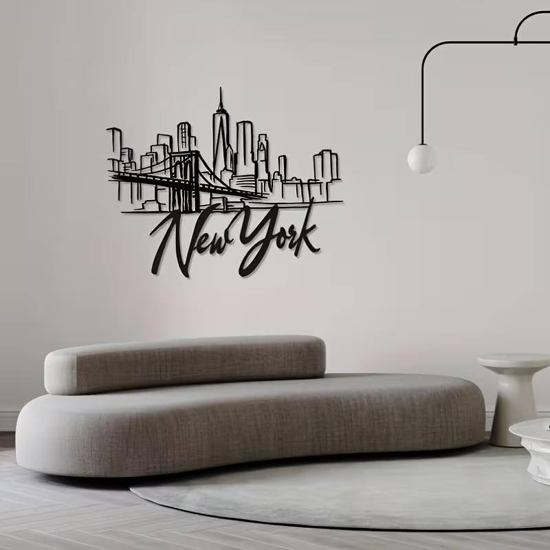 NEW, New York City Skyline Metal Wall Art with Brooklyn Bridge7