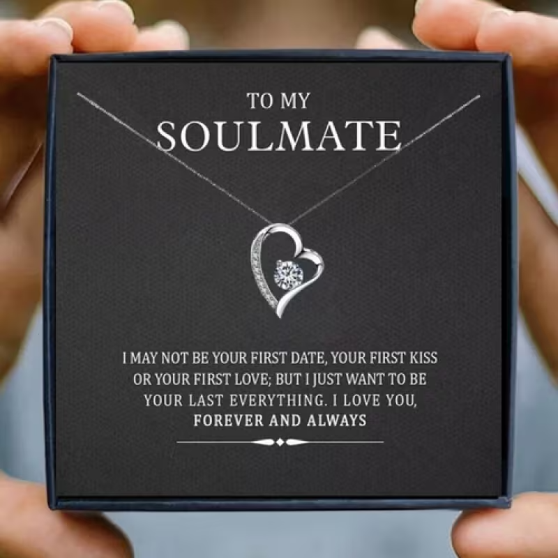Necklace with Message Card and Gift Box "My Soulmate Forever Love"4