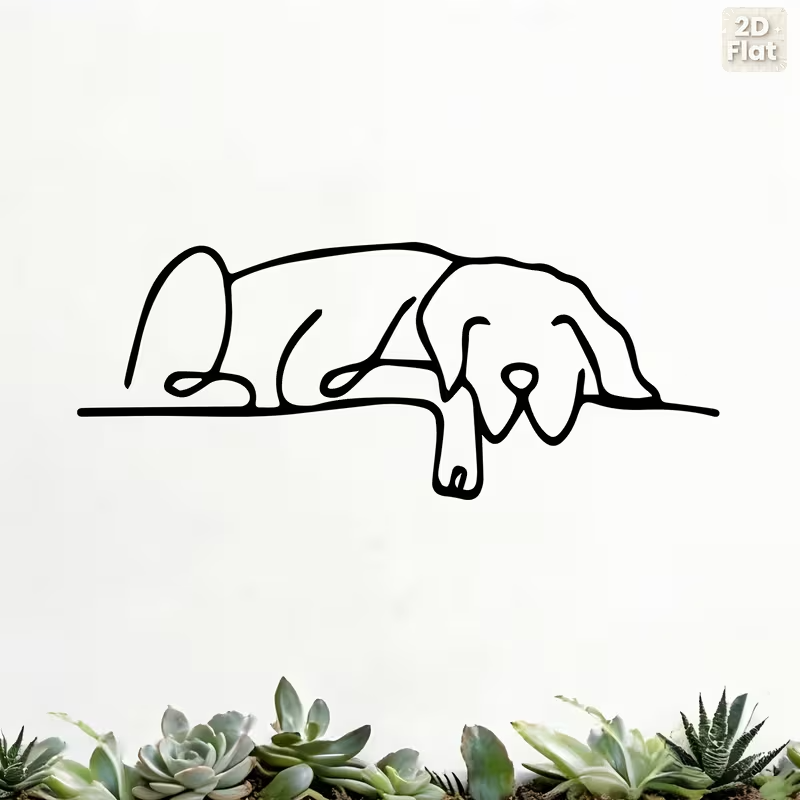 NEW.  Sleeping Dog Metal Silhouette Wall Art4