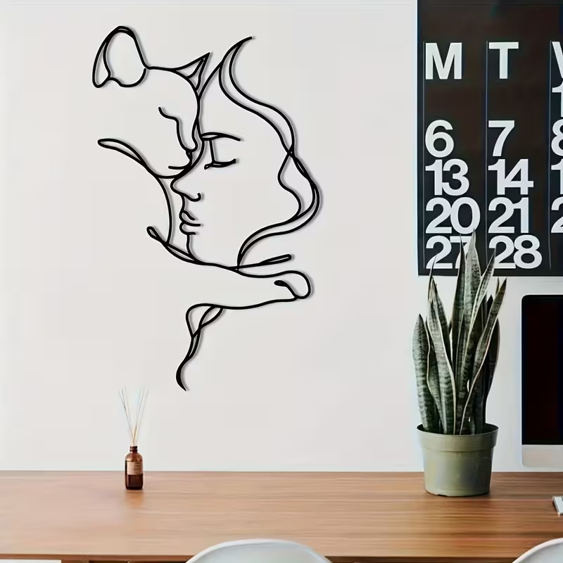 NEW Classic Cat and Woman Silhouette Metal Wall Art4