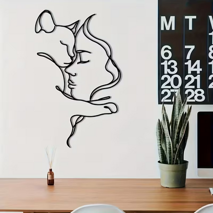 NEW Classic Cat and Woman Silhouette Metal Wall Art4