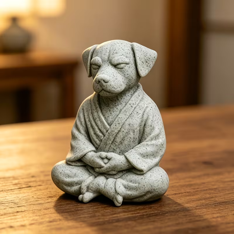 NEW DOG  Statue Funny Meditation Dog Zen Bulldog Decor Figurine7