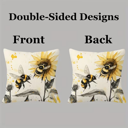 NEW  Plush Throw Pillow Covers Bumble  Bee Theme ( Set Of Two )1