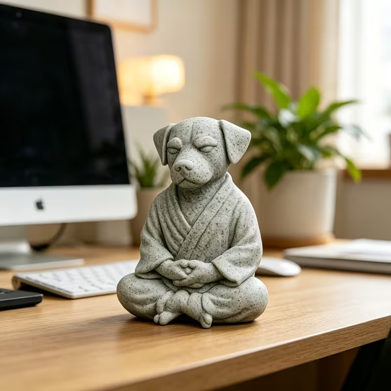 NEW DOG  Statue Funny Meditation Dog Zen Bulldog Decor Figurine6