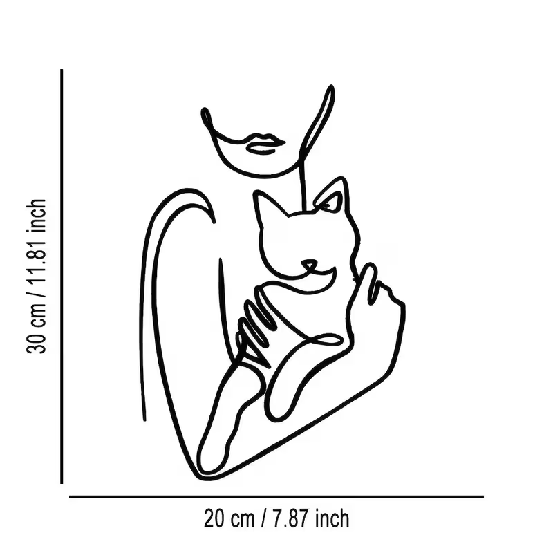 NEW Woman Holding Kitten metal Silhouette1