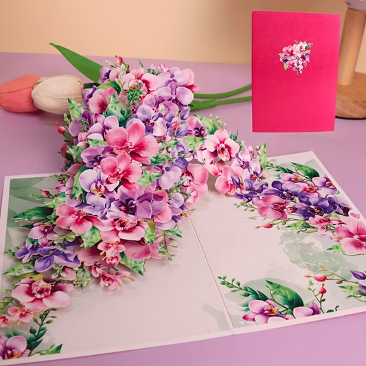 NEW Flower Pop-Up Card Featuring an Orchid Free Shipping0