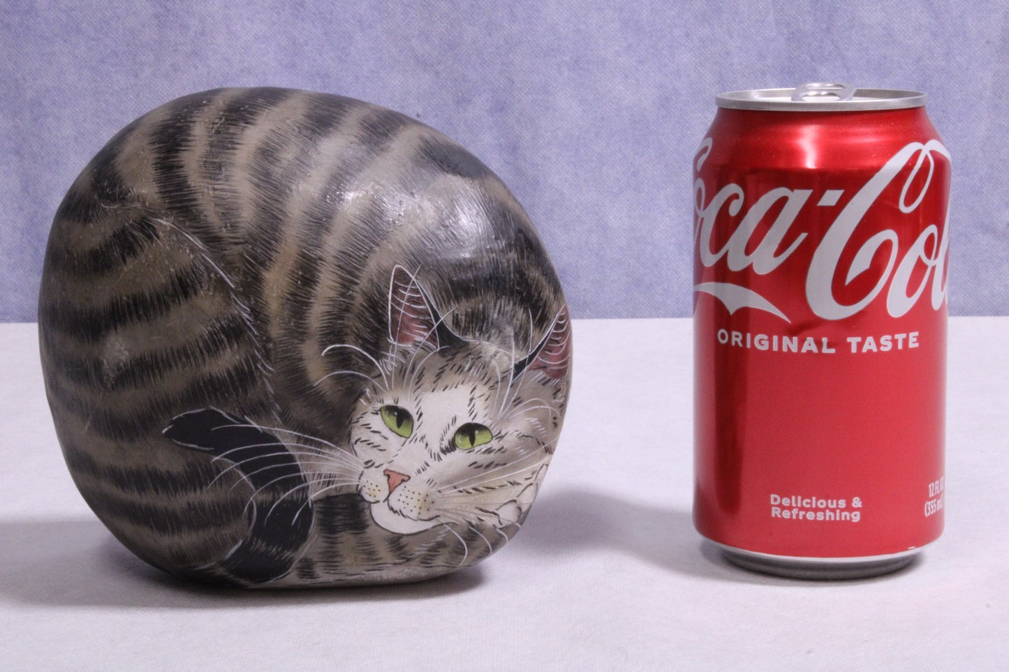 Hand Painted cat on rock Paper Weight8