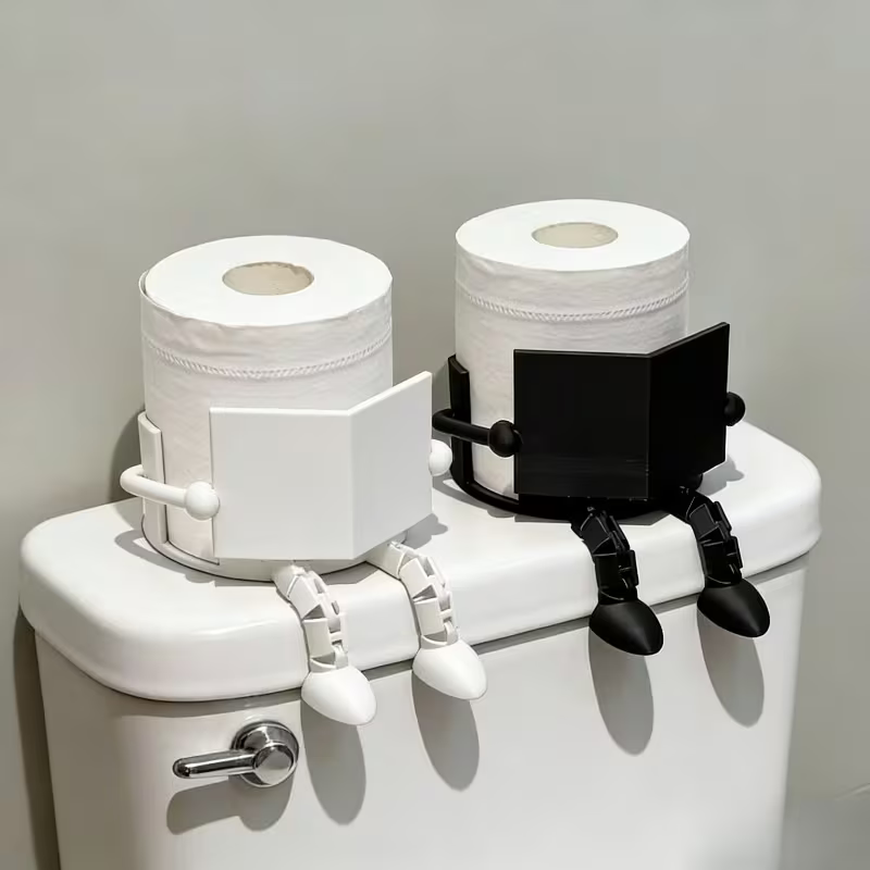 NEW Playful Book Reading Toilet Paper Holder , Black or White0