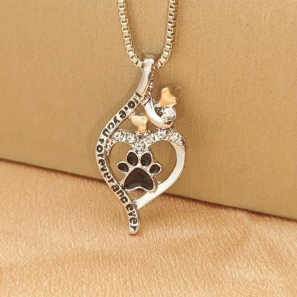 NEW  Dog Paw Print In A Heart "I love You Forever And Ever " Pendant Necklace2
