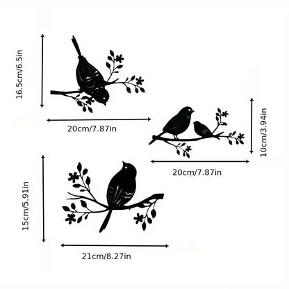 NEW 3 Rustic Metal Birds Wall Decor, Silhouette, Indoor & Outdoor Art1