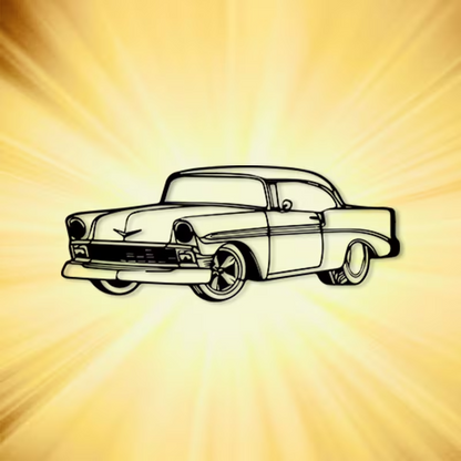 NEW Vintage 1956 Chevy Classic Metal Silhouette Wall Art0