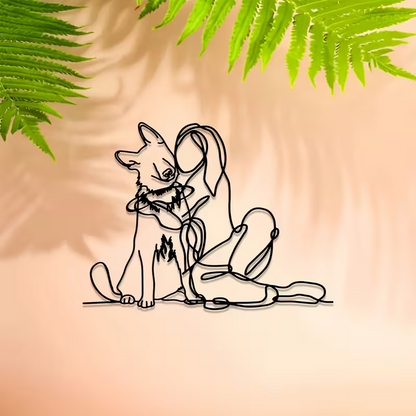 NEW  German Shepherd W/ Girl Hugging  Metal Wall Art4
