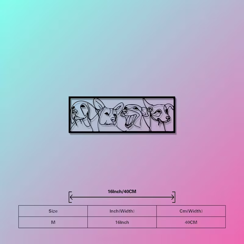 NEW Four Dog Faces Line Art Metal Wall Art1