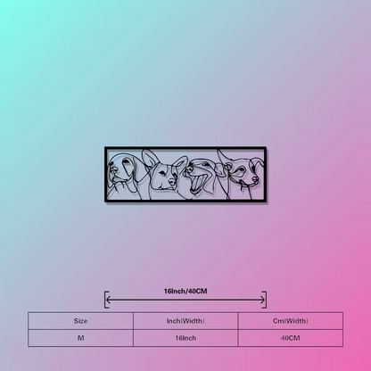 NEW Four Dog Faces Line Art Metal Wall Art1