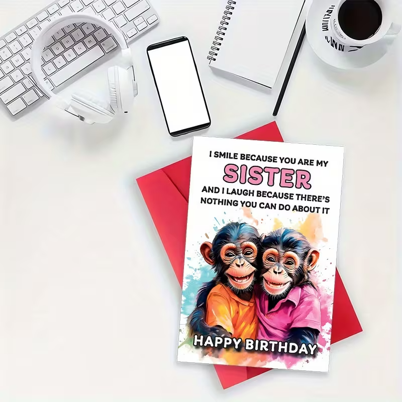 Funny Birthday Card Sisters, with Envelope3