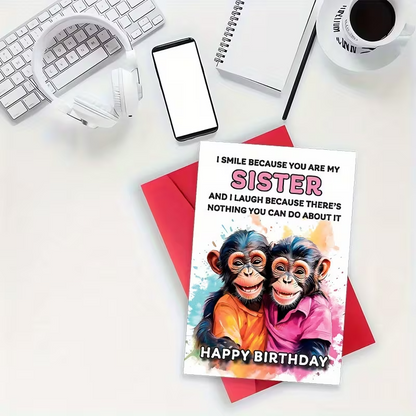 Funny Birthday Card Sisters, with Envelope3