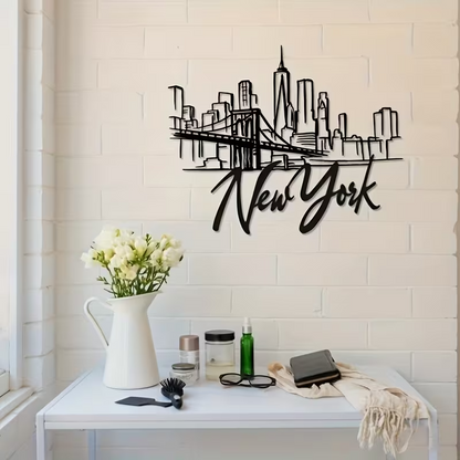 NEW, New York City Skyline Metal Wall Art with Brooklyn Bridge6