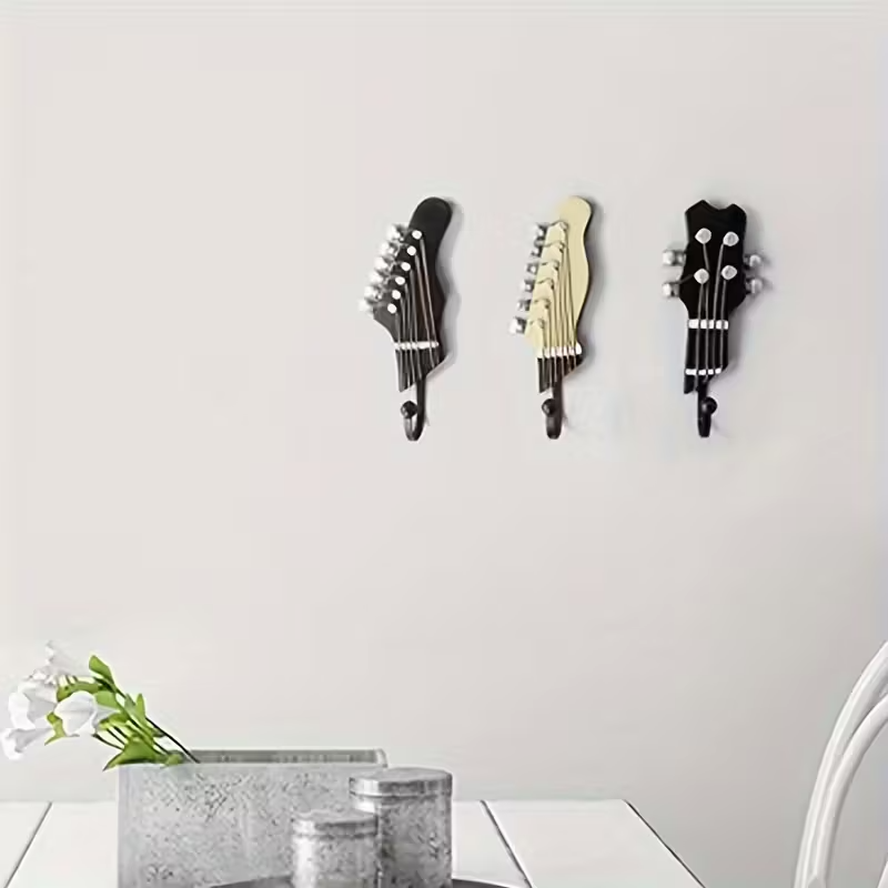 NEW  Guitar-Shaped Wall Hook, Hat, Coat hanger  (Set of Three)4