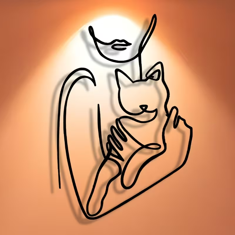 NEW Woman Holding Kitten metal Silhouette5