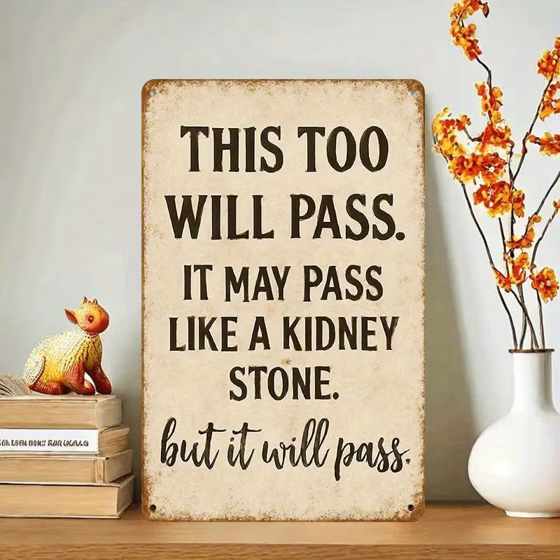 NEW Vintage Look Metal Tin Sign "This Too Will Pass" It May Pass Like a Stone0