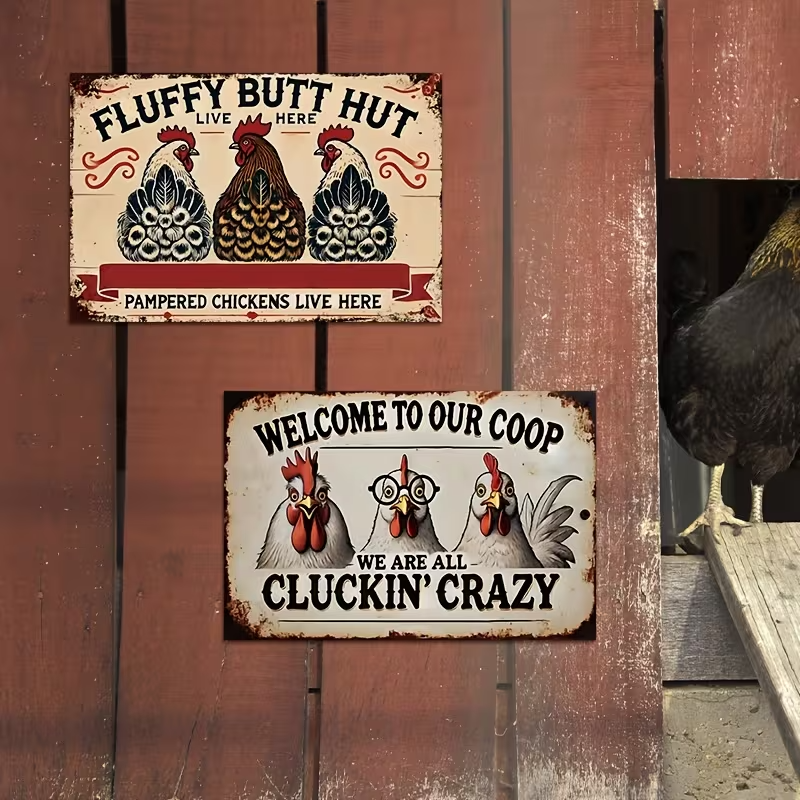 NEW Vintage Looking Chicken Wall Art Metal Signs (2)1