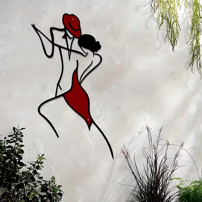 NEW Colorful Dancing Couple Metal Wall Art - 15.74 x 8.87 inches0