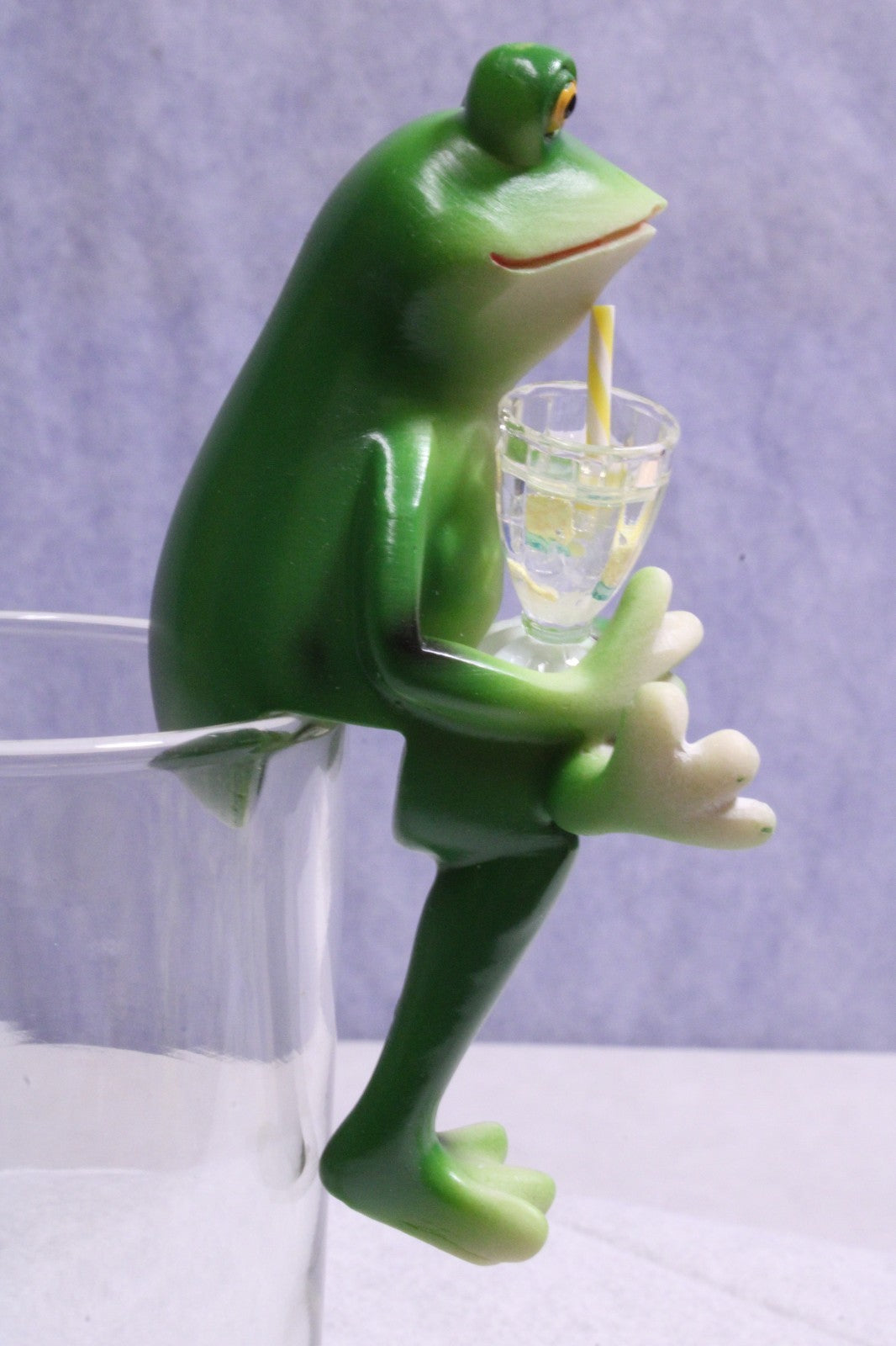 NEW Charming Frog Holding a Drink Ornament2