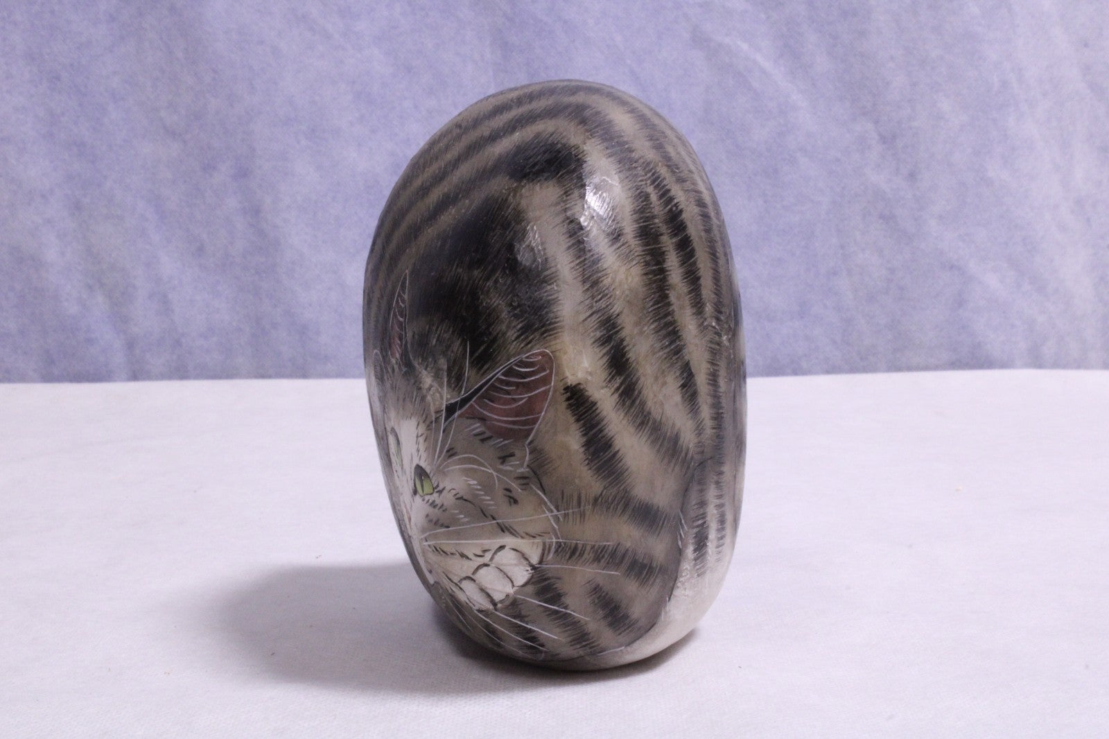 Hand Painted cat on rock Paper Weight4