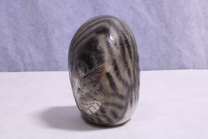 Hand Painted cat on rock Paper Weight4