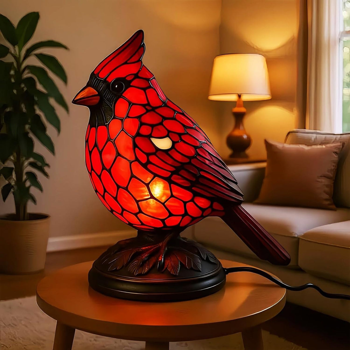 NEW Cardinal Lamp, Red Bird Night Light, Handmade Resin Table Lamp 2