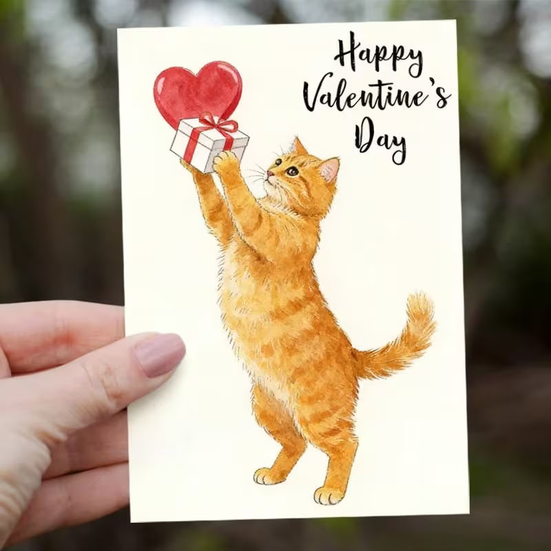 Cute Ginger Cat Valentine's Day Card4