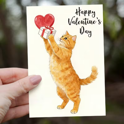 Cute Ginger Cat Valentine's Day Card4